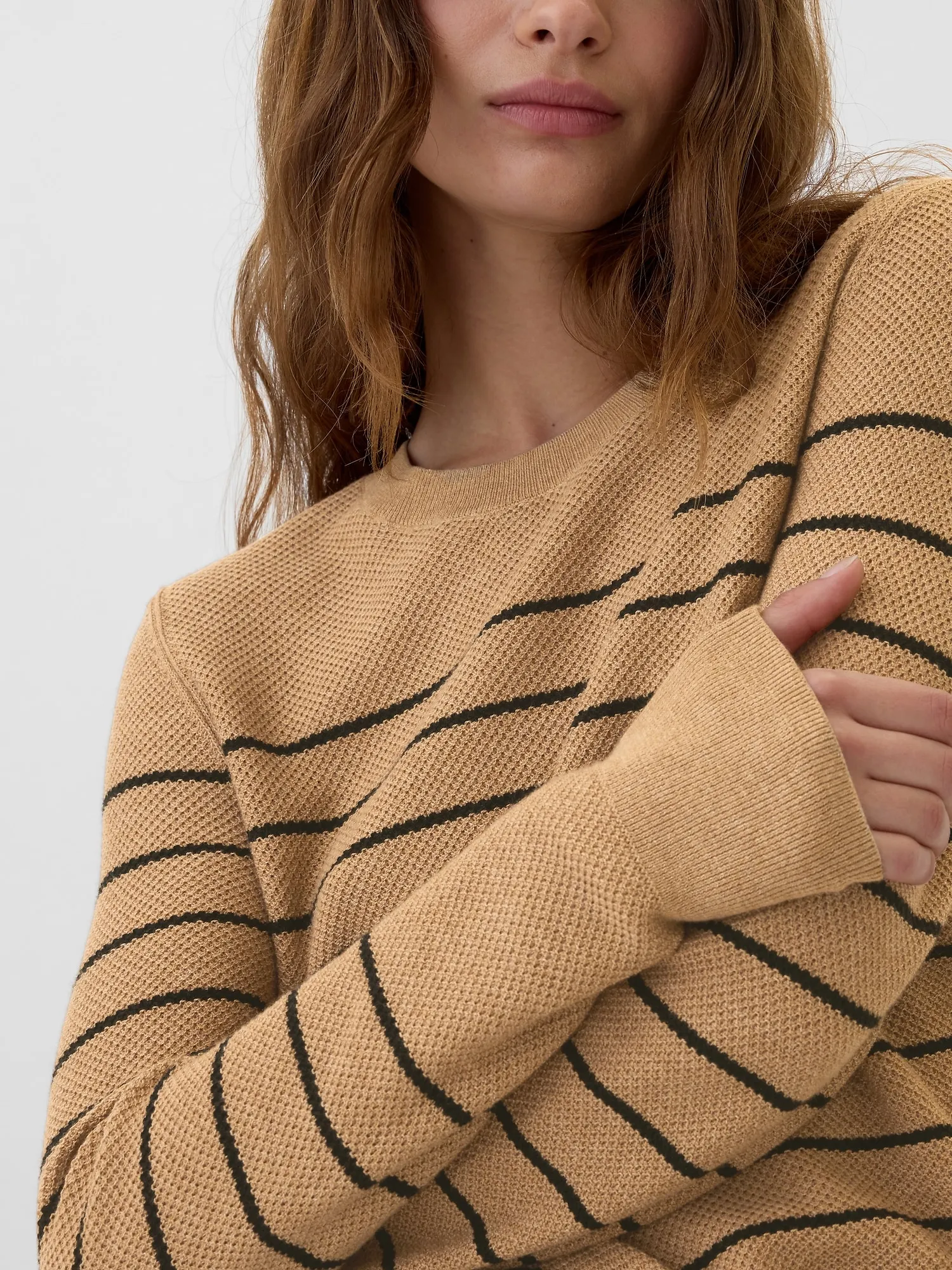 Textured Stripe Crewneck Sweater