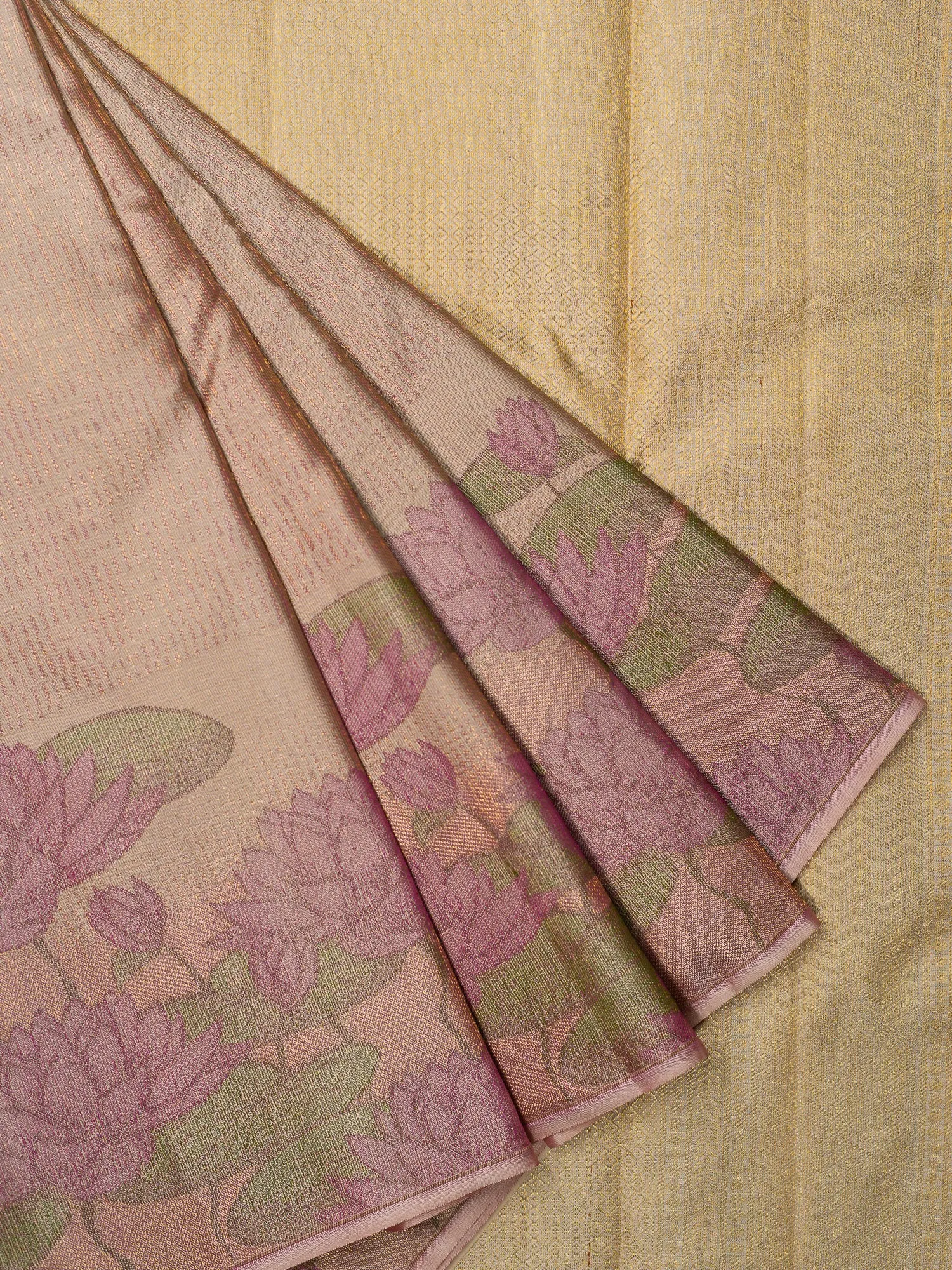 The Bare Beige Lotus Weave Kanjeevaram