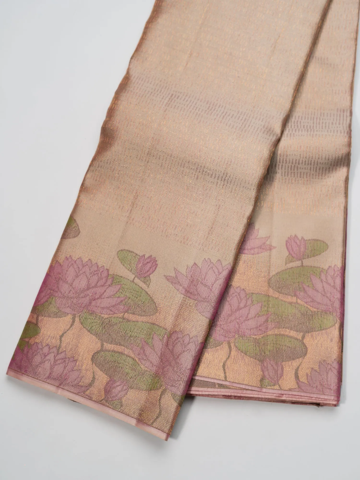 The Bare Beige Lotus Weave Kanjeevaram