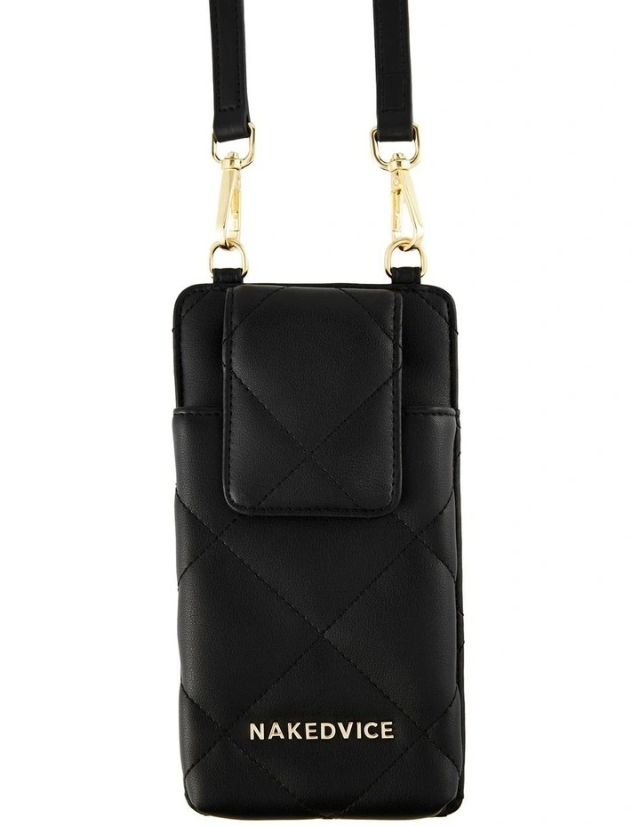 The Casey Gold Phone Bag Crossbody Bag in Black