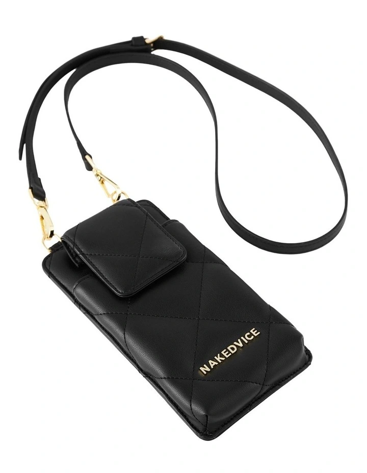 The Casey Gold Phone Bag Crossbody Bag in Black