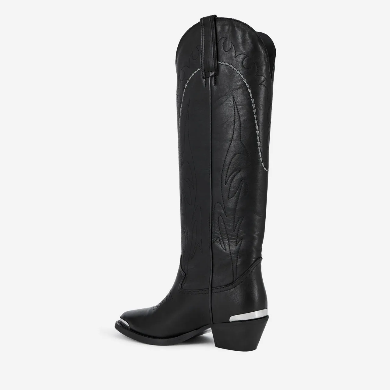 THE KOOPLES Leather Cowboy Boots - Black