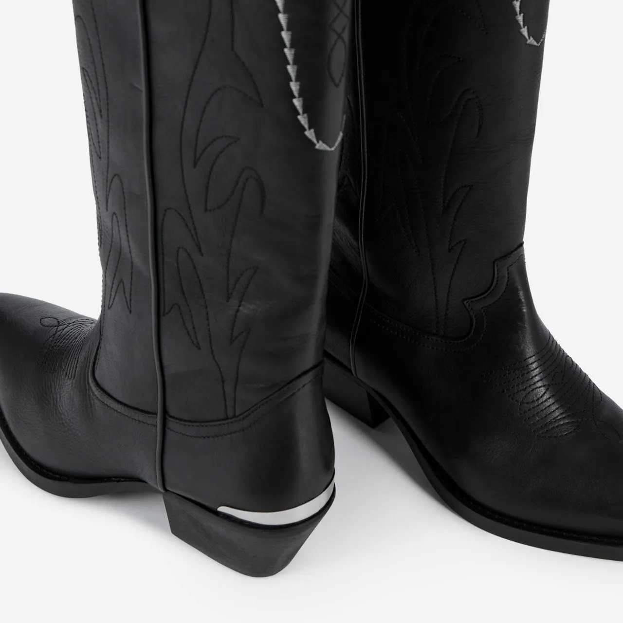 THE KOOPLES Leather Cowboy Boots - Black