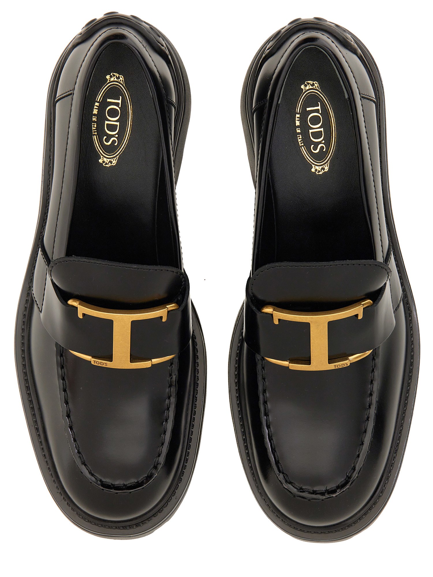 TOD'S    LEATHER LOGO LOAFER