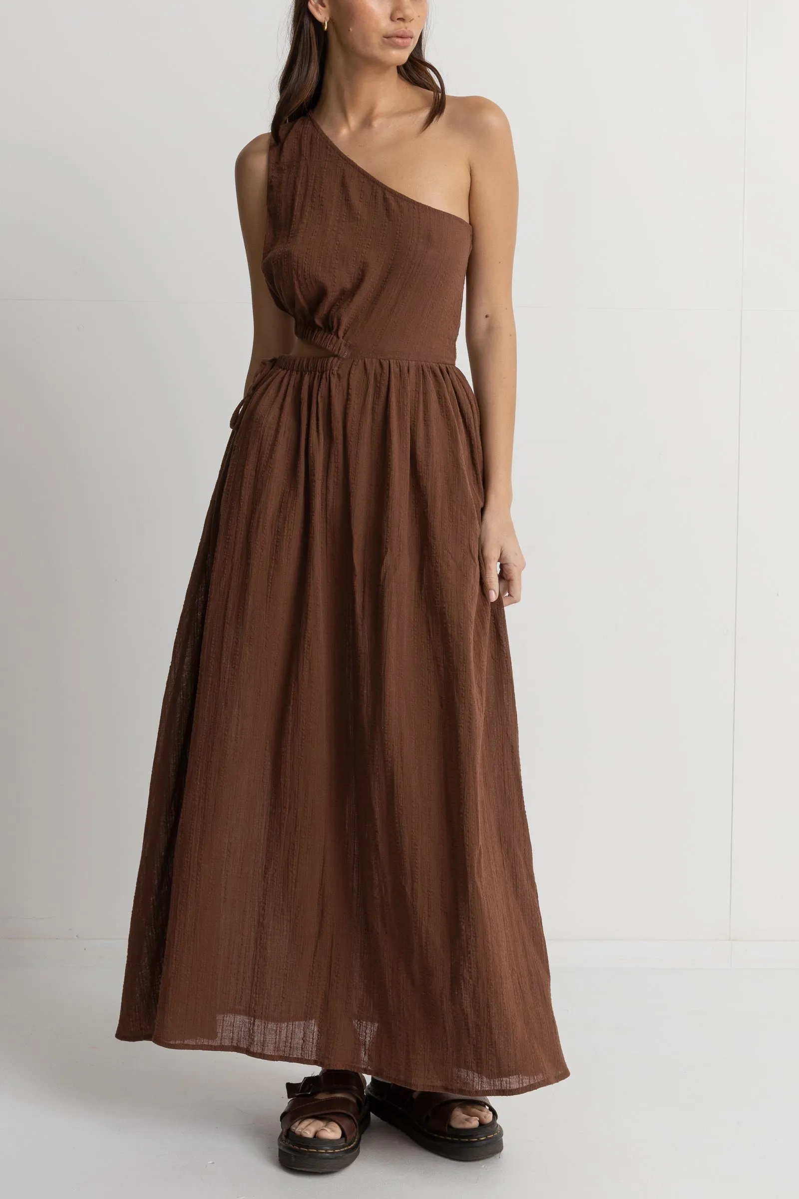 Tyler One Shoulder Maxi Dress Chocolate