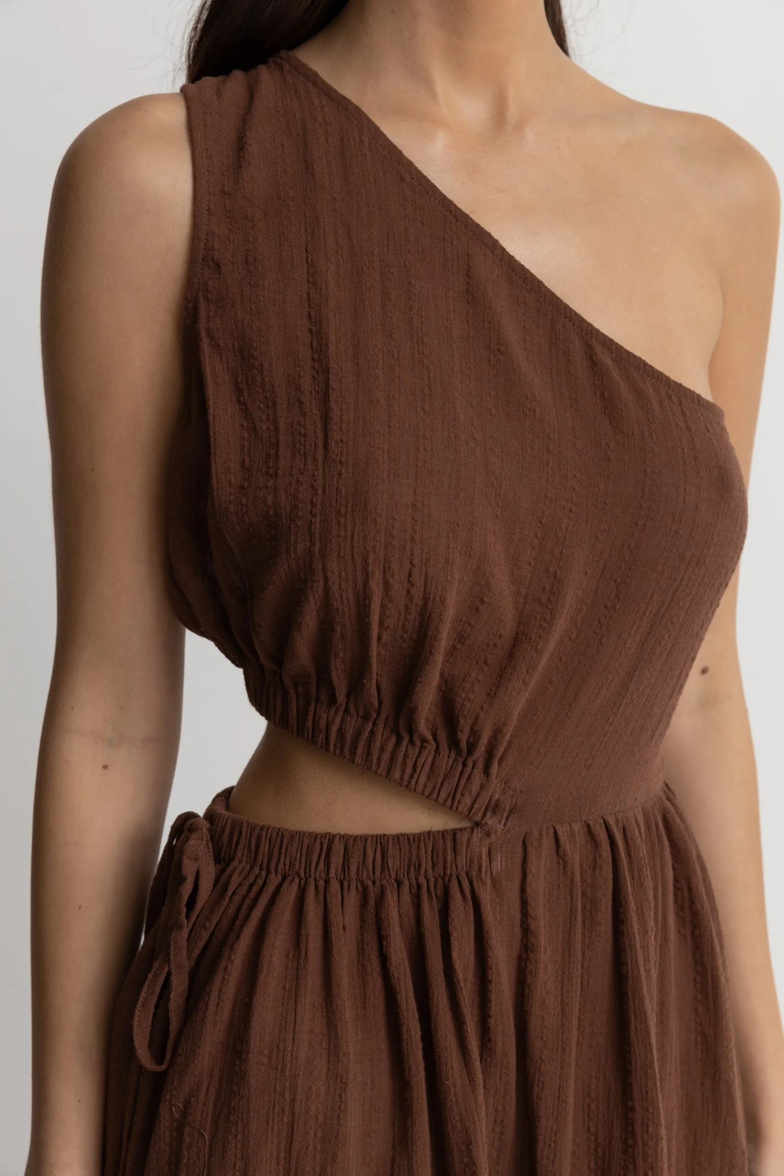 Tyler One Shoulder Maxi Dress Chocolate