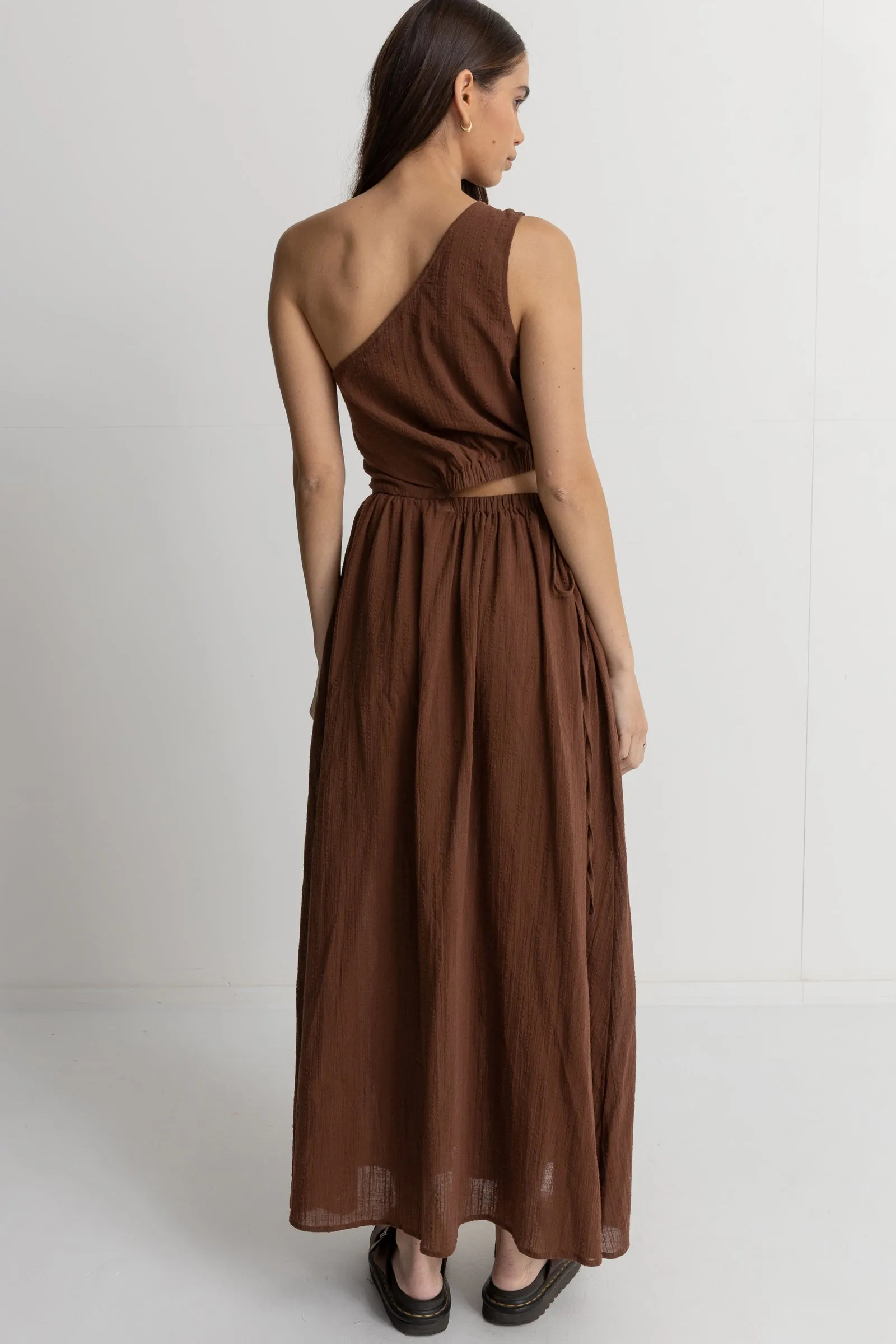 Tyler One Shoulder Maxi Dress Chocolate