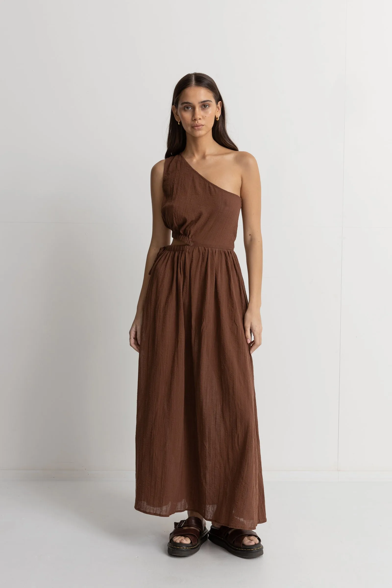 Tyler One Shoulder Maxi Dress Chocolate