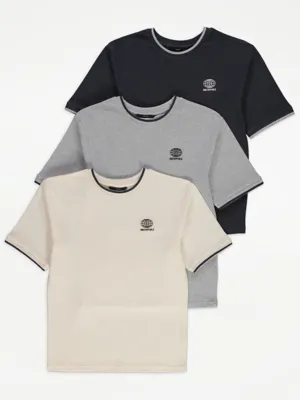 Unstoppable Pique Stripe Trim T-Shirts 3 Pack | Kids | George at ASDA