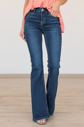 Vervet Mid-Rise Flare Jeans- Elsa Wash