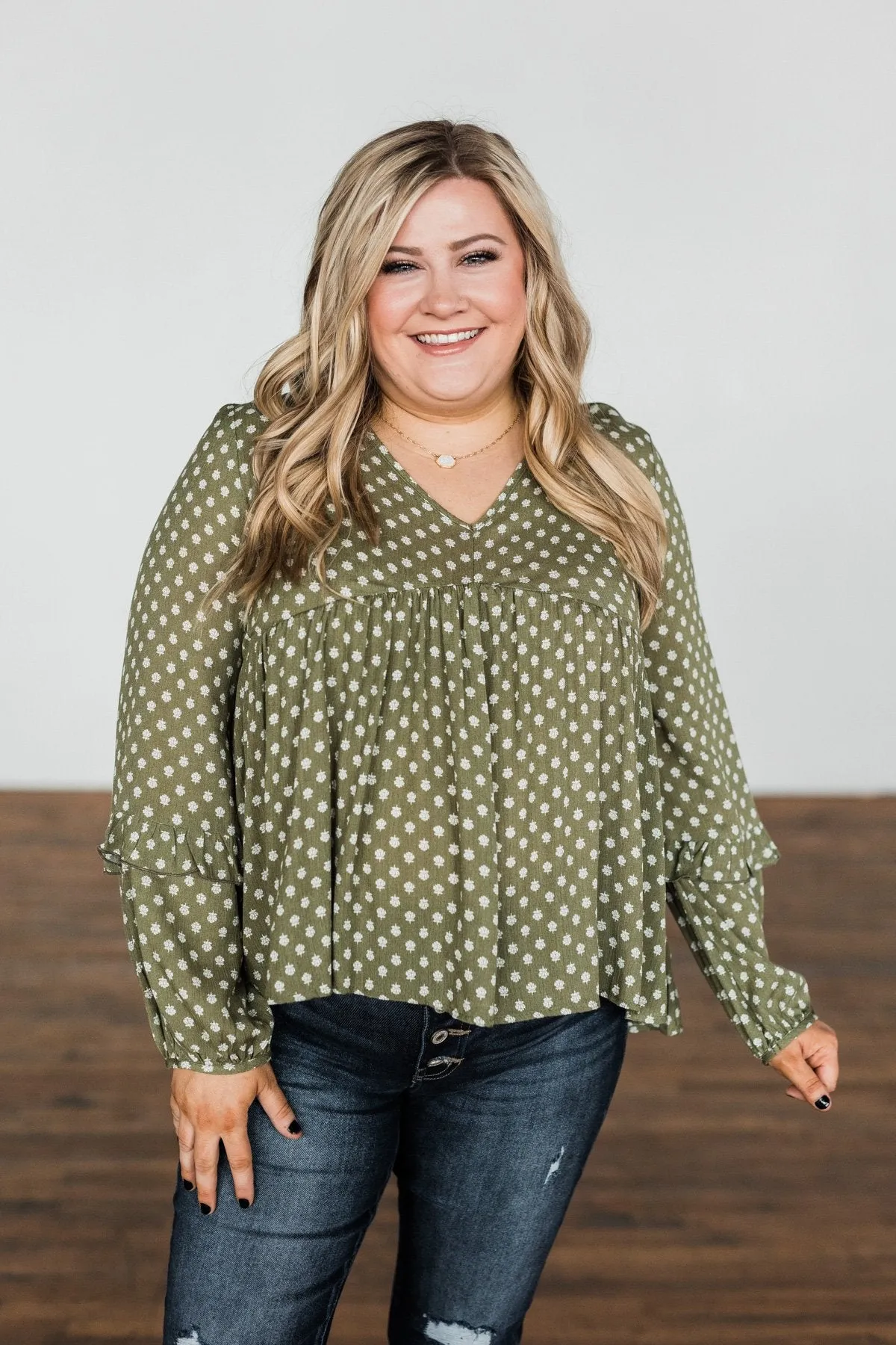 Wander Through The Wildflowers Blouse- Olive