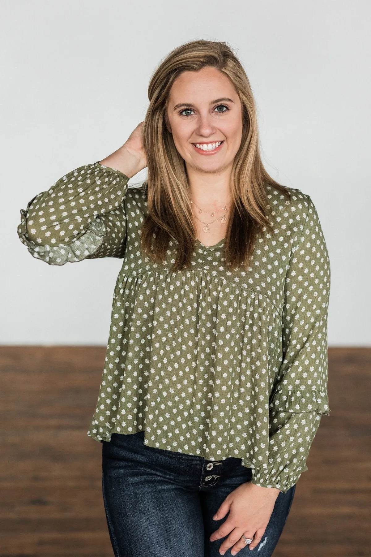 Wander Through The Wildflowers Blouse- Olive