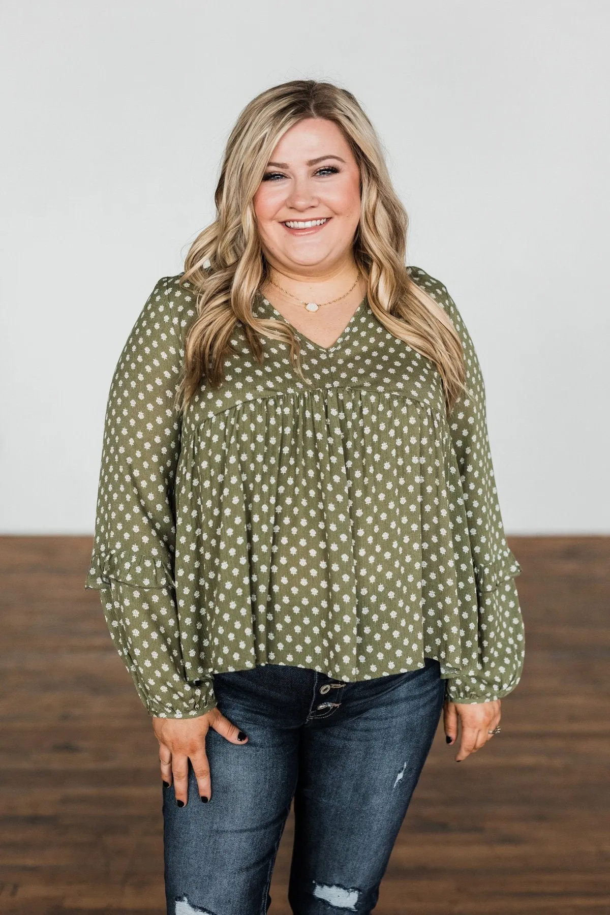 Wander Through The Wildflowers Blouse- Olive