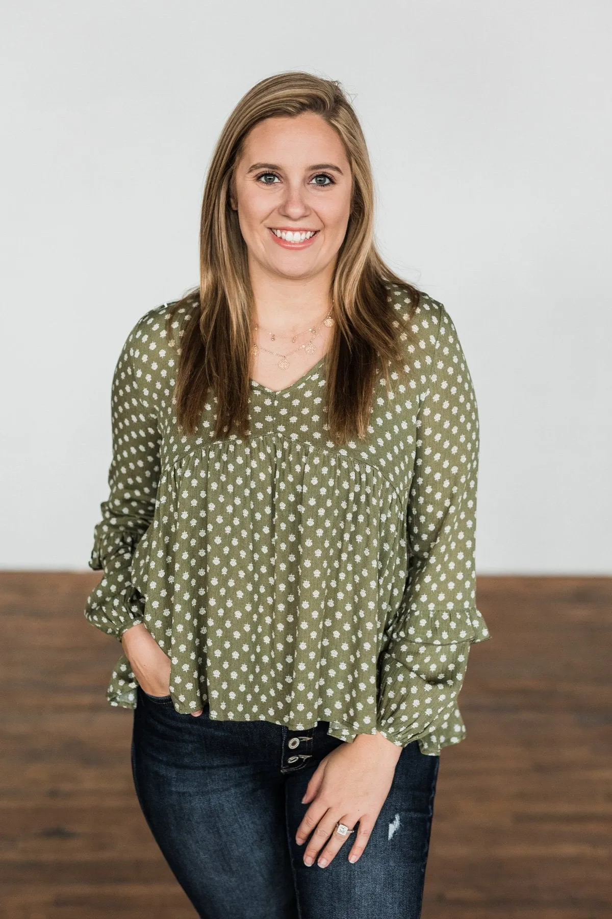 Wander Through The Wildflowers Blouse- Olive