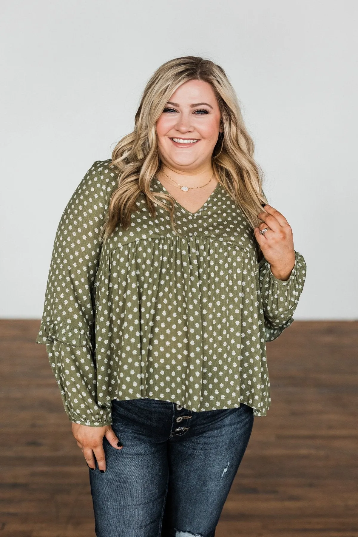 Wander Through The Wildflowers Blouse- Olive