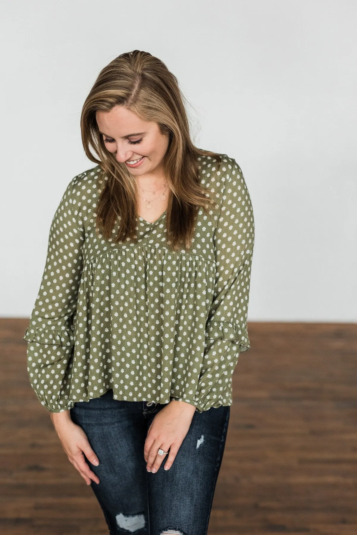 Wander Through The Wildflowers Blouse- Olive