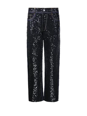 WOMAN PAROSH BLACK COTTON JEANS WITH PAILLETTES