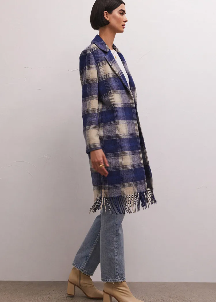 Z Supply Ynez Fringed Plaid Coat