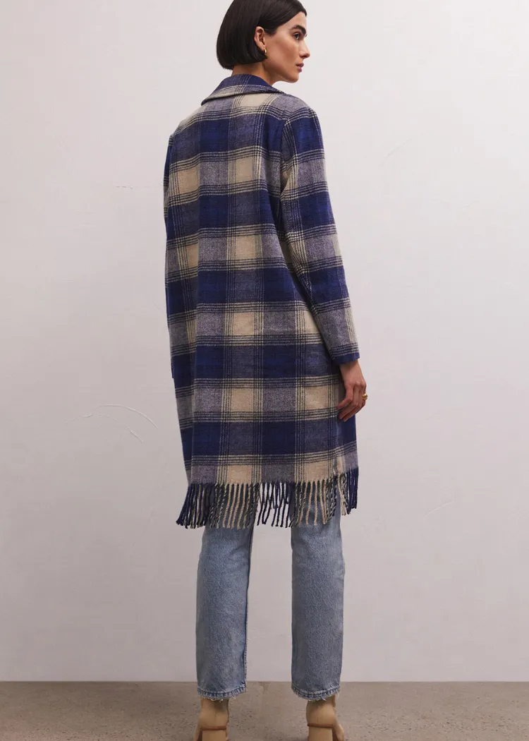 Z Supply Ynez Fringed Plaid Coat