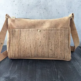 Zip Top Crossbody/Shoulder Bag in Natural Stripe Cork